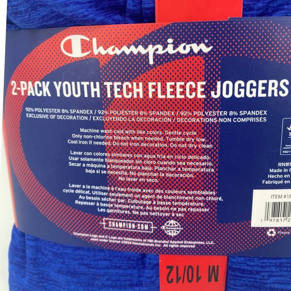 Champion Boys 2-Pack Tech Fleece Joggers Black Blue Size M 10/12‎ New